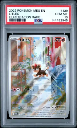2025 POKEMON MEG EN-MEGA EVOLUTION ILLUSTRATION RARE #139 LITLEO PSA 10 - Image 1