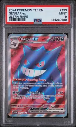 2024 POKEMON TEF EN-TEMPORAL FORCES #193 GENGAR ex ULTRA RARE - PSA 9 MINT - Image 1