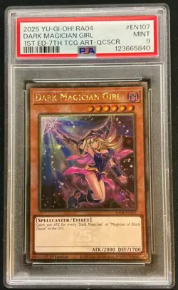 YUGIOH PSA 9 2025 Dark Magician Girl RA04-EN107 QCR "7th Art" 1st Edition - Image 1