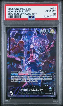 2025 ONE PIECE ENGLISH VERSION 2ND ANV SET #061 MONKEY D. LUFFY PSA 10 - Image 1