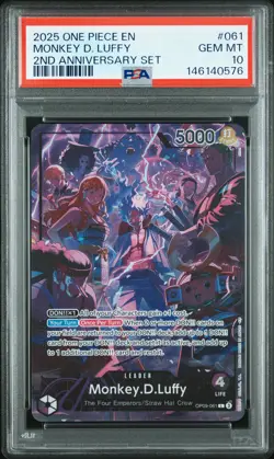 2025 ONE PIECE ENGLISH VERSION 2ND ANV SET #061 MONKEY D. LUFFY PSA 10 - Image 1