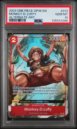 2024 ONE PIECE OP06-WINGS OF THE CAPTAIN ALTERNATE ART MONKEY D. LUFFY PSA 10 - Image 1
