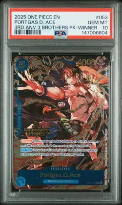 2025 ONE PIECE 3RD ANV TOURNAMENT 3 BROTHERS PACK WINNER PORTGAS D. ACE PSA 10 - Image 1