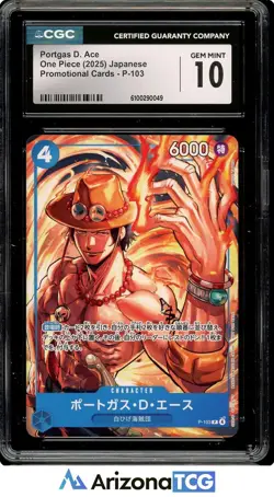 One Piece 2025 Portgas D. Ace P-103 One Piece Japanese Promo GEM MINT CGC 10 - Image 1