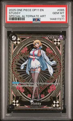 2025 ONE PIECE OP11-A FIST OF DIVINE SPEED SPECIAL ALTERNATE ART STUSSY PSA 10 - Image 1