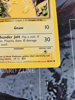 Pikachu 058/102 Base Set 1999-2000 UK 4th Print Vintage Pokemon Card LP - Image 3