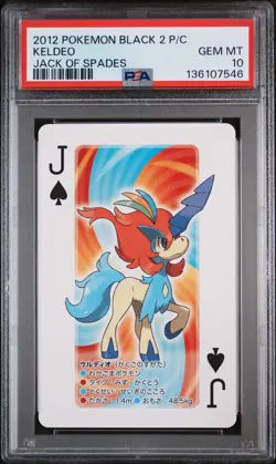2012 POKEMON BLACK 2 PLAYING CARDS JACK OF SPADES KELDEO PSA 10 - Image 1