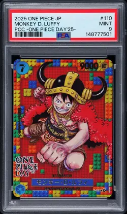 2025 ONE PIECE JPN PREM CARD COLL -ONE PIECE DAY'25- #110 MONKEY D. LUFFY PSA 9 - Image 1