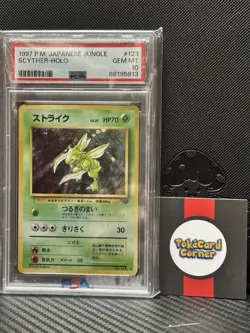 Pokemon 1997 Scyther TCG Holo Rare Card #123 Japanese Edition PSA 10 - Image 1