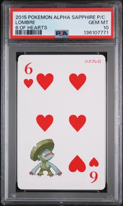 2015 POKEMON ALPHA SAPPHIRE PLAYING CARDS 6 OF HEARTS LOMBRE PSA 10 - Image 1