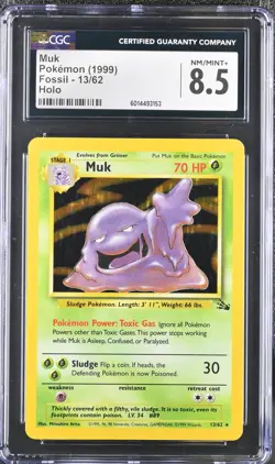 CGC 8.5 Muk 1999 Fossil 13/62 Holo Pokemon Card - Image 1