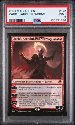 2021 MTG ADVENTURES IN THE FORGOTTEN REALMS ZARIEL, ARCHDUKE OF AVERNUS PSA 9 - Image 1
