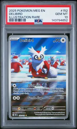 2025 POKEMON MEG EN-MEGA EVOLUTION ILLUSTRATION RARE #152 DELIBIRD PSA 10 - Image 1