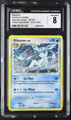 CGC 8 Glaceon 2008 Majestic Dawn 20/100 Cosmos Holo Pokemon Card - Image 1