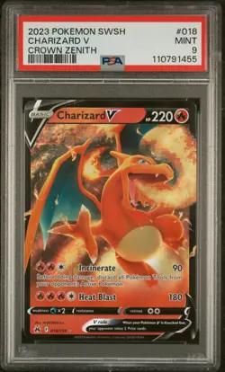2023 POKEMON SWORD & SHIELD CROWN ZENITH #018 CHARIZARD V PSA 9 - Image 1