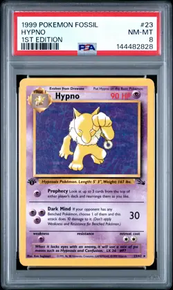 1999 POKEMON FOSSIL 1ST EDITION #23 HYPNO PSA 8 - Image 1