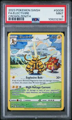 2023 POKEMON SWORD & SHIELD CROWN ZENITH #GG08 FULL ART/ELECTIVIRE PSA 9 - Image 1