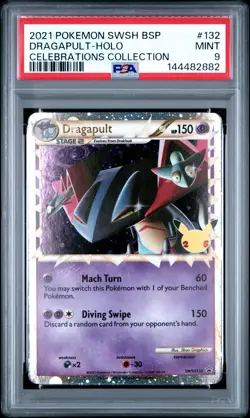 2021 POKEMON SWSH BLACK STAR PROMO CELEBRATIONS COLL #132 DRAGAPULT-HOLO PSA 9 - Image 1