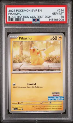 PSA 10 PIKACHU #214 BLACK STAR PROMO ILLUSTRATION CONTEST 2024 2025 POKEMON SVP - Image 1
