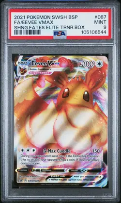 2021 POKEMON SWSH SHINING FATES ETB PROMO #087 FULL ART/EEVEE VMAX PSA 9 - Image 1
