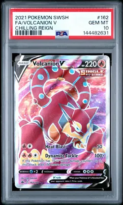 2021 POKEMON SWORD & SHIELD CHILLING REIGN #162 FULL ART/VOLCANION V PSA 10 - Image 1