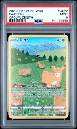 2023 POKEMON SWORD & SHIELD CROWN ZENITH #GG22 FULL ART/DITTO PSA 9 - Image 1