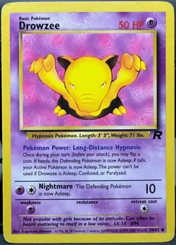 Drowzee 54/82 Team Rocket Pokemon TCG 1999 HP - Image 1