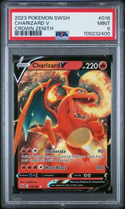 2023 POKEMON SWORD & SHIELD CROWN ZENITH #018 CHARIZARD V PSA 9 - Image 1