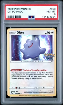 2022 POKEMON GO #053 DITTO-HOLO PSA 8 - Image 1