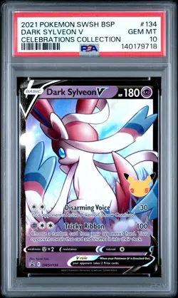 2021 POKEMON SWSH BLACK STAR PROMO CELEBRATIONS COLL #134 DARK SYLVEON V PSA 10 - Image 1