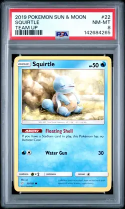 2019 POKEMON SUN & MOON TEAM UP #22 SQUIRTLE PSA 8 - Image 1