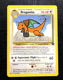 Dragonite 5 WB Movie Promo Stamped Rare Vintage Pokemon Card Black Star Promo - Image 1
