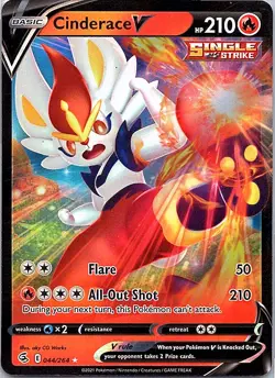 Cinderace V (44) Ultra Rare SWSH08: Fusion Strike 044/264 NM Japanese pokemon - Image 1