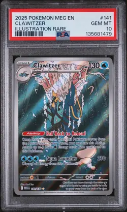 2025 POKEMON MEG EN-MEGA EVOLUTION ILLUSTRATION RARE #141 CLAWITZER PSA 10 - Image 1