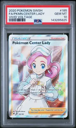 2020 POKEMON SWORD & SHIELD VIVID VOLTAGE FULL ART/POKEMON CENTER LADY PSA 10 - Image 1
