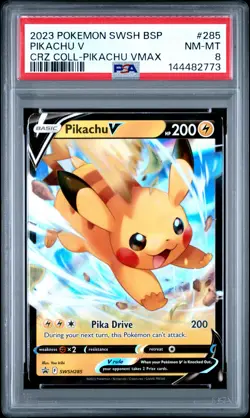 2023 POKEMON SWSH CROWN ZENITH COLLECTIONS #285 PIKACHU V PSA 8 - Image 1
