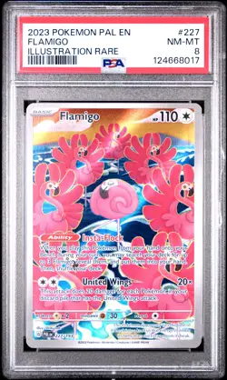 2023 POKEMON PAL EN-PALDEA EVOLVED ILLUSTRATION RARE #227 FLAMIGO PSA 8 - Image 1