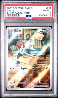 2023 POKEMON SVI EN-SCARLET & VIOLET ILLUSTRATION RARE #211 RALTS PSA 8 - Image 1