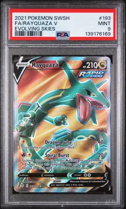 2021 POKEMON SWORD & SHIELD EVOLVING SKIES #193 FULL ART/RAYQUAZA V PSA 9 - Image 1