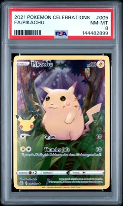 2021 POKEMON CELEBRATIONS #005 FULL ART/PIKACHU PSA 8 - Image 1