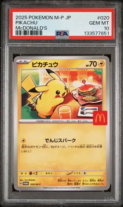 2025 POKEMON JAPANESE M-P PROMO MCDONALD'S #020 PIKACHU PSA 10 - Image 1