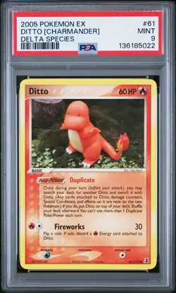 2005 POKEMON EX DELTA SPECIES #61 DITTO [CHARMANDER] PSA 9 - Image 1