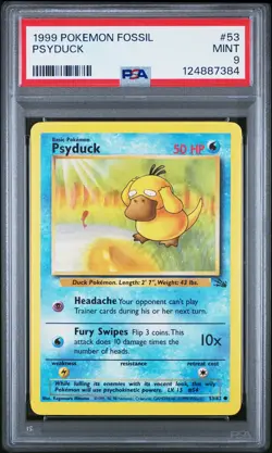 1999 POKEMON FOSSIL #53 PSYDUCK PSA 9 - Image 1