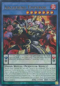 Yugioh! Archfiend Emperor - BPRO-EN031 - Ultra Rare - 1st Edition Near Mint, Eng - Image 1