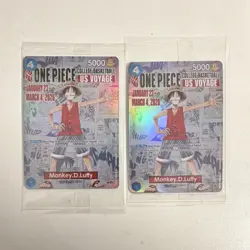 One Piece US Voyage Monkey D. Luffy College Basketball Promo 2 Cards Holo - Image 1
