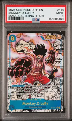 2025 ONE PIECE MANGA ALTERNATE ART OP11-118 MONKEY D. LUFFY PSA 9 - Image 1