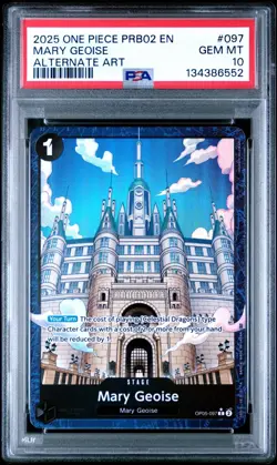 2025 One Piece PRB02 En Mary Geoise Alternate Art #097 PSA 10 Gem Mint - Image 1