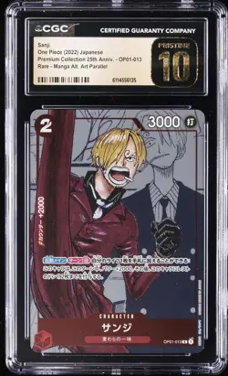2022 ONE PIECE JPN MANGA ALT ART #OP01-013 SANJI CGC 10 PRISTINE - Image 1