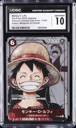 2022 ONE PIECE JPN MANGA ALT ART PREM 25TH ANV #P-001 MONKEY D. LUFFY CGC 10 - Image 1