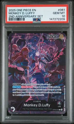 2025 ONE PIECE ENGLISH VERSION 2ND ANV SET #061 MONKEY D. LUFFY PSA 10 - Image 1